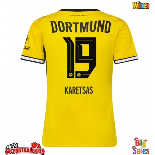 Borussia Dortmund Konstantinos Karetsas #19 Replica Home Stadium Shirt for Women 2026-27 Short Sleeve
